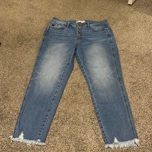 Button fly high rise jeans